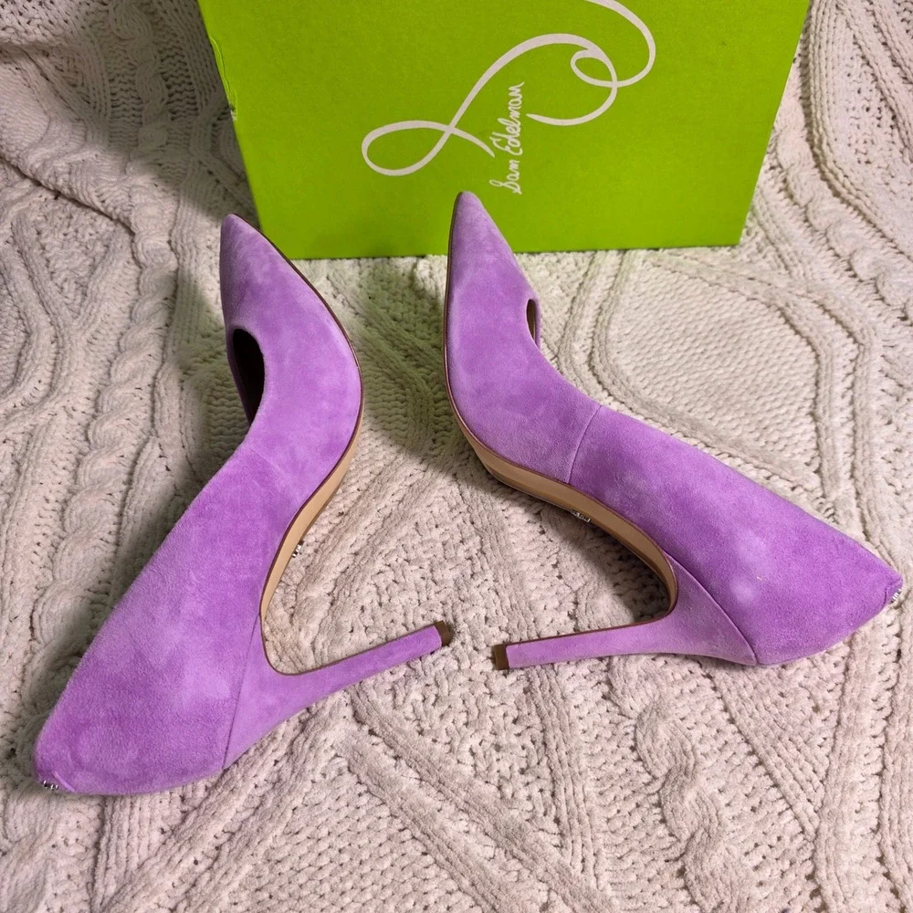 Sam Edelman Hazel Pump Amethyst Purple Suede Pointed Toe Womens 10 NEW